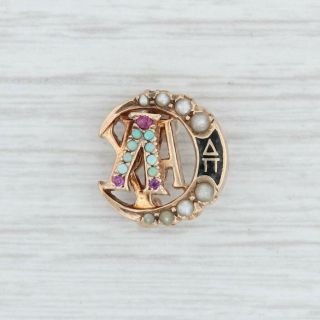 Lambda Chi Alpha Badge - 10k Gold Rubies Opals Pearls Vintage Fraternity Pin