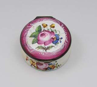 18th Century Staffordshire Bilston Enamel Floral Snuff Pill Box