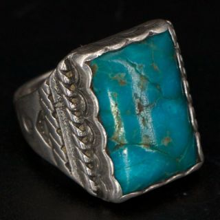 Vtg Sterling Silver - Navajo Signed Stamped Turquoise Men 