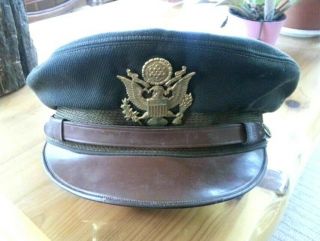 Ww2 Us Army Air Corps Officers Od Gaberdine Visor Hat - From 1942