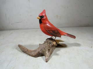 Vintage 1978 Mary M Worrilow Guilford Ct Hand Carved Wooden Cardinal Bird