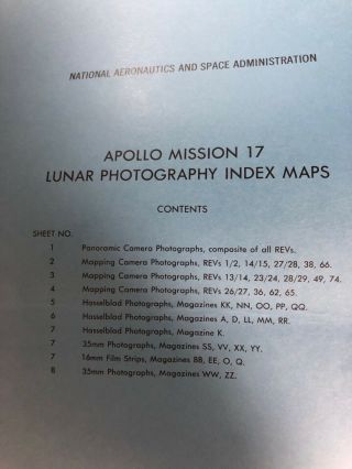 RARE NASA Apollo 17 Lunar Photography Index Maps COMPLETE Nov.  1973 2