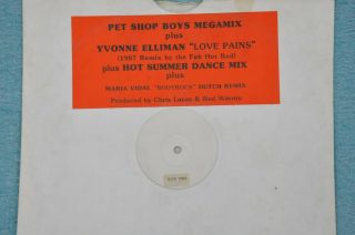 Pet Shop Boys Rare 1987 Promo Yvonne Elliman Love Pains 12 " Megamix No Label