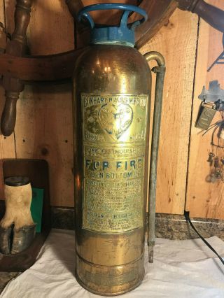 Vintage Elkhart Brass Mfg Co Fire Extinguisher Complete