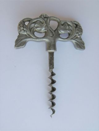 Rare Antique Art Deco Danish Pewter Corkscrew - Made Ca 1920.