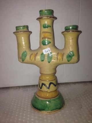 Vaso Portacandele Candelabro In Ceramica Di Burgio Dipinto A Mano Old Vase Bg30