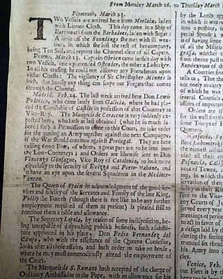 Very Early London Gazette 17th Century 1666 England Newspaper W/ Great Plague