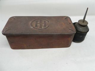 Antique International Harvester Tractor Tool Box With Oil Can Holder And Oil Can