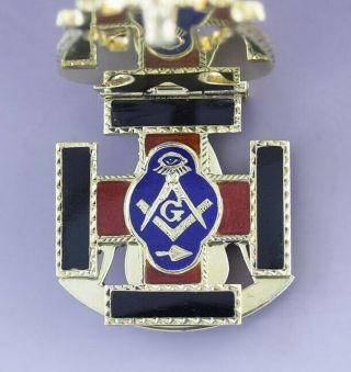 c1900 14k Gold Masonic Freemason Fob / Pendant Scottish 32nd Degree Riker Bros 3