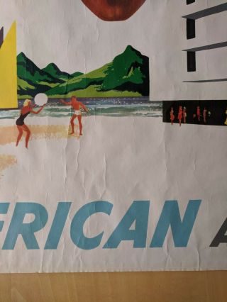 Vintage American Airlines Travel Poster Mexico Loweree 1960s 30x40 3