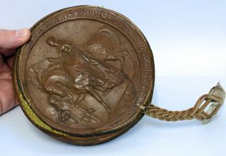 Antique Victorian THE GREAT SEAL OF THE REALM Large Wax Seal in Leather 3