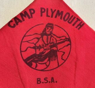 Vtg 1950s - 60s Camp Plymouth Boy Scout Neckerchief Calvin Coolidge Council Red