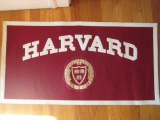 Antique Felt Leather Harvard University Banner Flag Pennant Sign Vtg James Brine