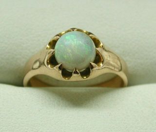 Antique / Vintage Lovely 9 Carat Gold Opal Solitaire Ring Size N.  1/2