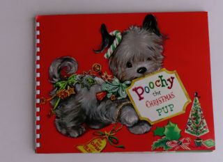 Vintage 1950s Poochy The Christmas Pup Pop Up Book with Box Complete 2