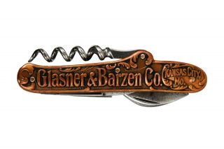 Antique Glasner&barzen Pocketknife Corkscrew,  Korkenzieher,  Tire - Bouchon,  Couteau