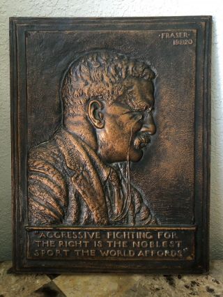 Theodore Roosevelt Bronze Bas Relief Portrait Plaque By James Earle Fraser 1920
