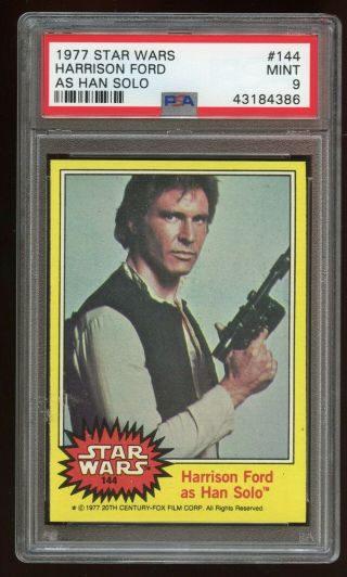 1977 Star Wars " Harrison Ford As Han Solo " 144 Card Psa 9
