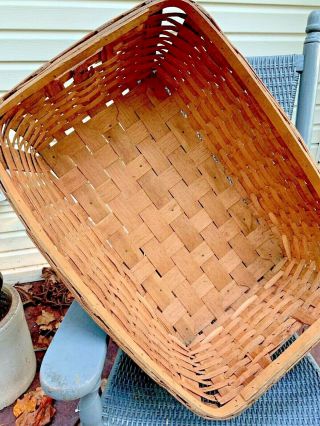 Basket Antique Laundry Wood Gathering Primitive Oak Splint Woven Farmhouse