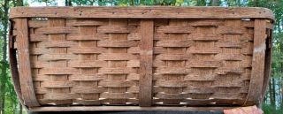 Basket Antique Laundry Wood Gathering Primitive Oak Splint Woven Farmhouse 2