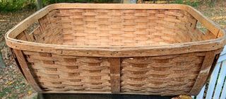 Basket Antique Laundry Wood Gathering Primitive Oak Splint Woven Farmhouse 3