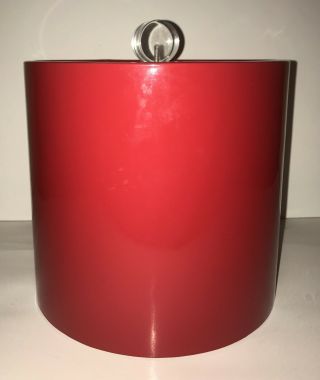 Vintage Red & Clear Lucite Ice Bucket Barware By Sigma Tastesetter