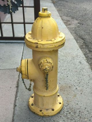Vintage City Fire Hydrant Cast Iron Mueller Mfg 1973 Yard Art Double Nozzles