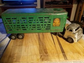 Vintage Structo Toys Structo Farms Cattle Hauler - Tractor - Trailer (c - 3044)