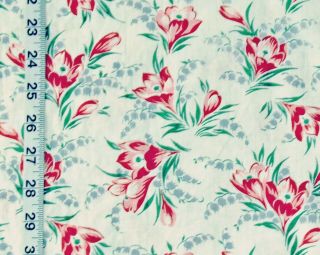 Red Crocus Full Feedsack Feed Sack Vintage Cotton Fabric Lily Of The Valley