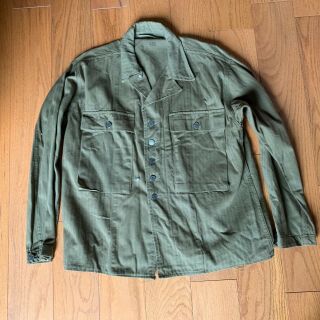 Vintage Ww2 Us Military 44r Shirt / Jacket 13 Star Buttons Herringbone Olive