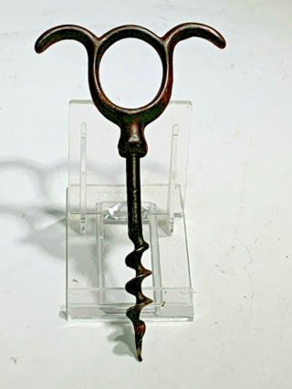 Antique 19th Century Cast Iron French Three Finger Bottle Opener Corkscrew