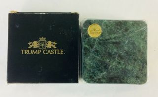 Nib Trump Castle Vintage Coaster Set Of 4 Rare Square Felt Bottom Green Granite