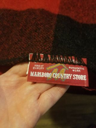 Vintage Marlboro Country Store Red Black Plaid Wool Blanket 66x60 2
