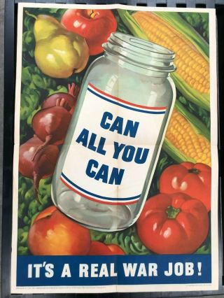 Vintage Usa Wwii Poster - Can All You Can - 1943