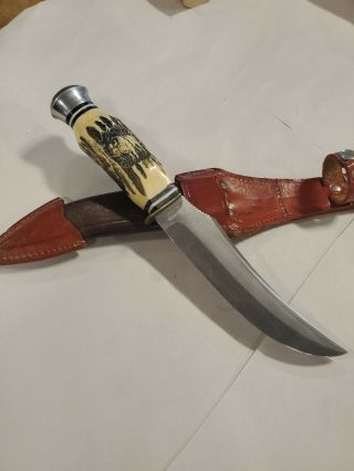 Vtg 1950s Widder Solingen Germany Buffalo Skinner Hunting Knife