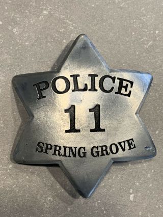 Obsolete,  Antique,  Spring Grove Illinois Police " Pie - Plate " Badge,  Ch Hanson