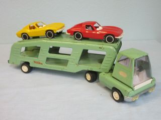 Tonka Steel Car Hauler Carrier Transport Truck With 2 Cars