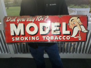 1950s Model Smoking Tobacco Tin Sign