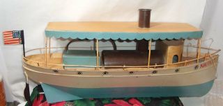 Vintage Tin Metal Steam River Boat Ship Model Nautical Decor