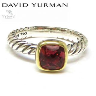 Nyjewel David Yurman Sterling Silver 18k Gold Pink Tourmaline Cable Twist Ring