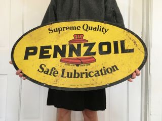 Vtg Pennzoil Sign Oil Gas Station 31 " Metal Supreme Quality