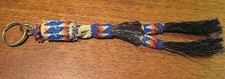 Vintage Navajo Native American Indian Key Chain Horse Hair Bead Multi Color 8 "
