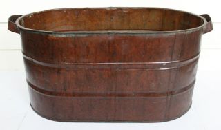 Antique Vtg Primitive Copper Wash Tub Boiler Moonshine Decor Storage Firewood