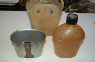 1943 Plastic (ethocel) U.  S.  Army - U.  S.  M.  C.  Canteen With Pouch & 1944 Cup