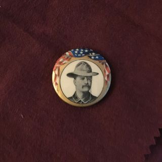 1904 Theodore Roosevelt Teddy Rough Rider Campaign Pin Pinback Button Political
