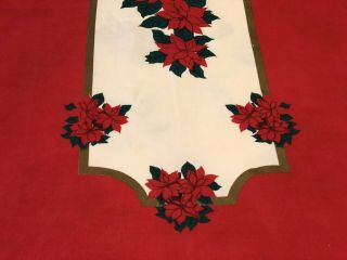 Vintage Christmas Tablec 60x100 Red,  White,  Green And Gold With Pointsettias