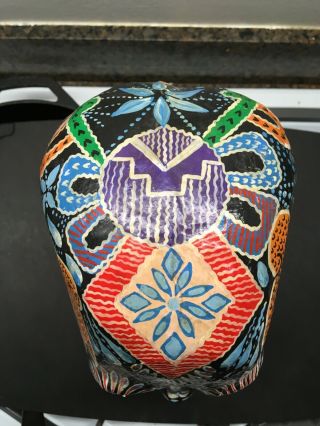 Mexican art,  Oaxacan paper mache skull,  from late 1990 ' s,  great paint 3