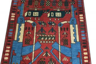 hand made afghan war rugs,  war rugs,  vintage pictorial rugs size 101 cm x 75 cm 3