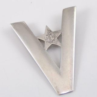 Vtg Wwii Sterling Silver United States Navy Star V For Victory Pin Brooch Lfc3