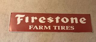 Vintage Firestone Farm Tractor Tire Sign Truck Gas Oil Embossed Metal Sign Case